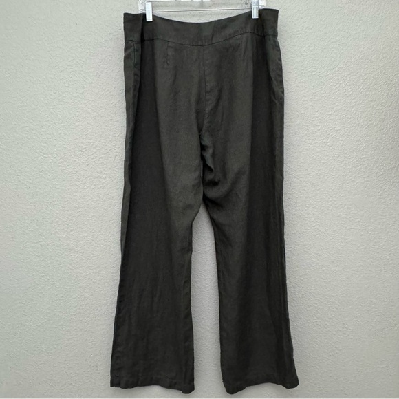 Eileen Fisher 100% Linen Wide Leg Pants Gray Size 16 - Picture 5 of 10